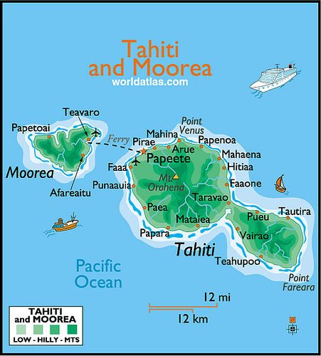 MAPA DE TAHITI Y MOOREA